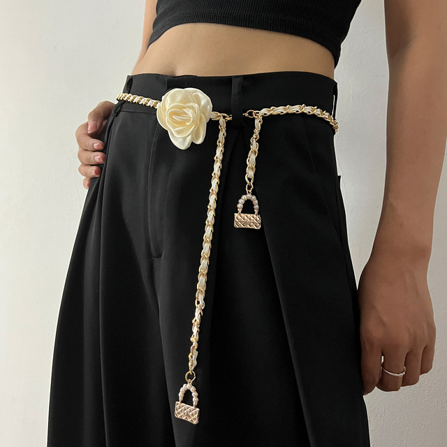 Fashion Flower Gold Chain Belt Female Waist Adjustable Punk Silver